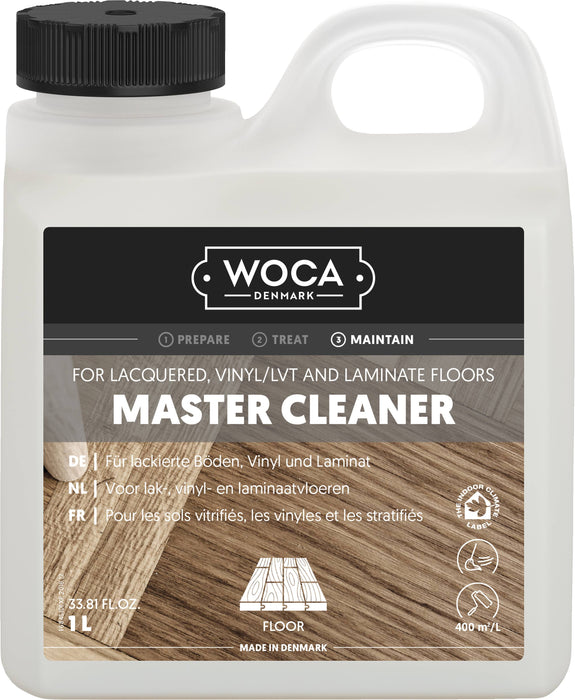 Woca Natural Wood Soap cleans and nourishes oiled wood floors; emollients from soy beans and coconut oils retain moisture and form an invisible protective layer..