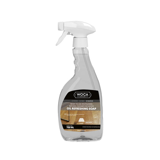 Woca Oil Refresher combines efficient cleaning with re-oiling to clean and protect oiled wood floors, leaving a matte protective coating.
