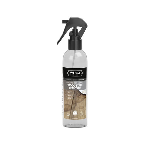 Woca Wood Stain Remover is a ready-mixed spray that removes grease, coffee and red wine stains from wood surfaces without harsh chemicals, suitable for unfinished, soaped, oiled or waxed interior surfaces.