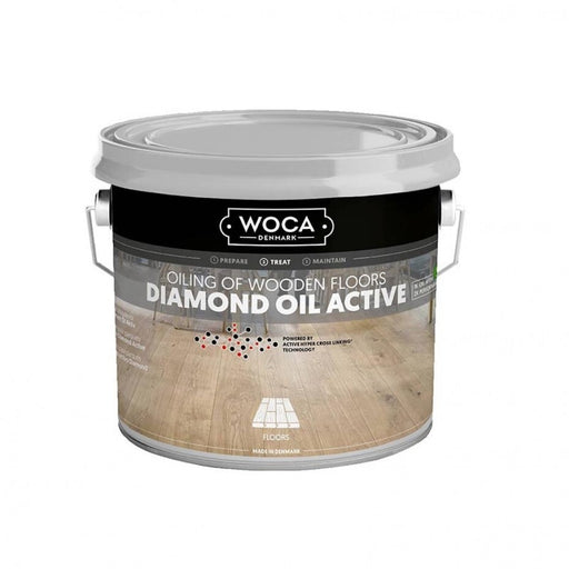 WOCA Diamond Oil Active is crafted for those who demand the highest level of performance when oiling wooden floors. This exclusive, low‑odour and extremely hard‑wearing oil is produced from the finest natural raw materials and makes use of hyper cross‑linking technology to deliver superior results.

With a dry matter content of more than 90%, Diamond Oil Active provides uncompromising protection by creating a strong, water‑repellent surface that is scratch‑resistant, breathable, and easy to maintain. It lea